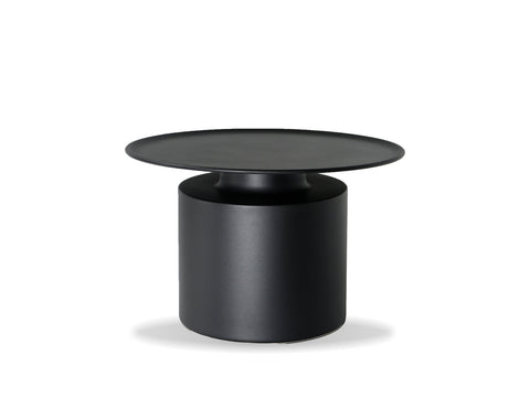rook round coffee table, occasional table can be used for chess or small rooms, made from stainless steel and powder coated in a matte black finish