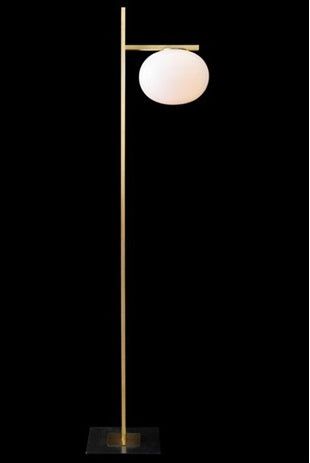 Eggy floor lamp gold one bulb, a perfect standing lamp bringing soft ambient light to a living room, modern light fixtures in Canada