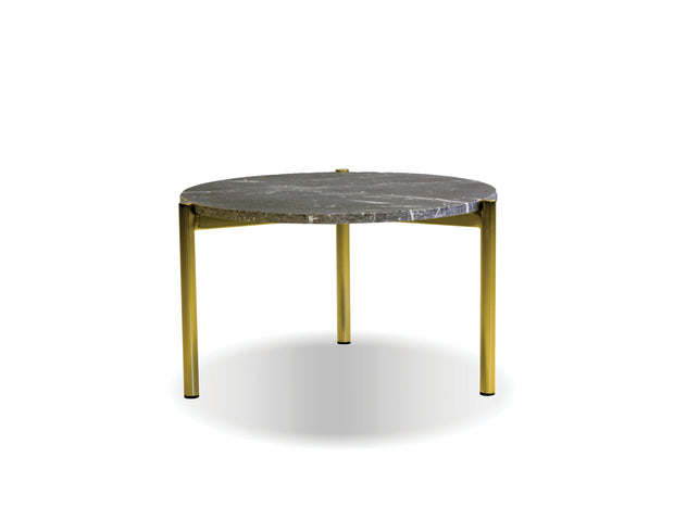 atlas 23" round coffee table from Spanish Nero Marquina marble luxury and modern furniture in Canada