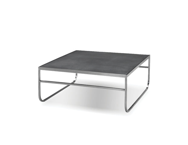crete occasional table modern coffee table made with a poly concrete top and a square-tubed brushed stainless steel modern furniture in Canada