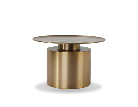 rook round coffee table, occasional table can be used for small rooms, made from stainless steel and powder coated in an electro plated gold finish