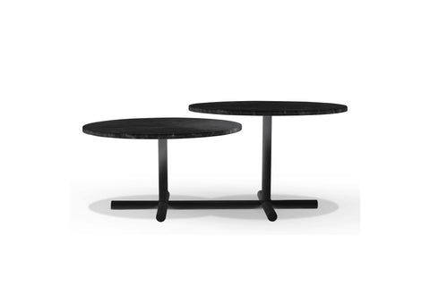 x base round coffee table in black marble, detailed finish and trendy table for living room, luxury and modern furniture in Canada