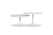 x base round coffee table in white marble, detailed finish and trendy table for living room, luxury and modern furniture in Canada