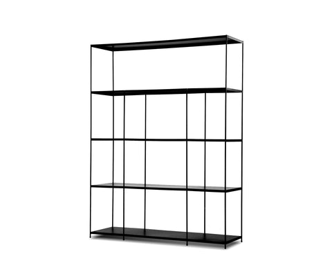 etta black bookshelf wide, storage shelf for displaying decor plants or to be used as a bookcase, modern bookshelves in Canada.